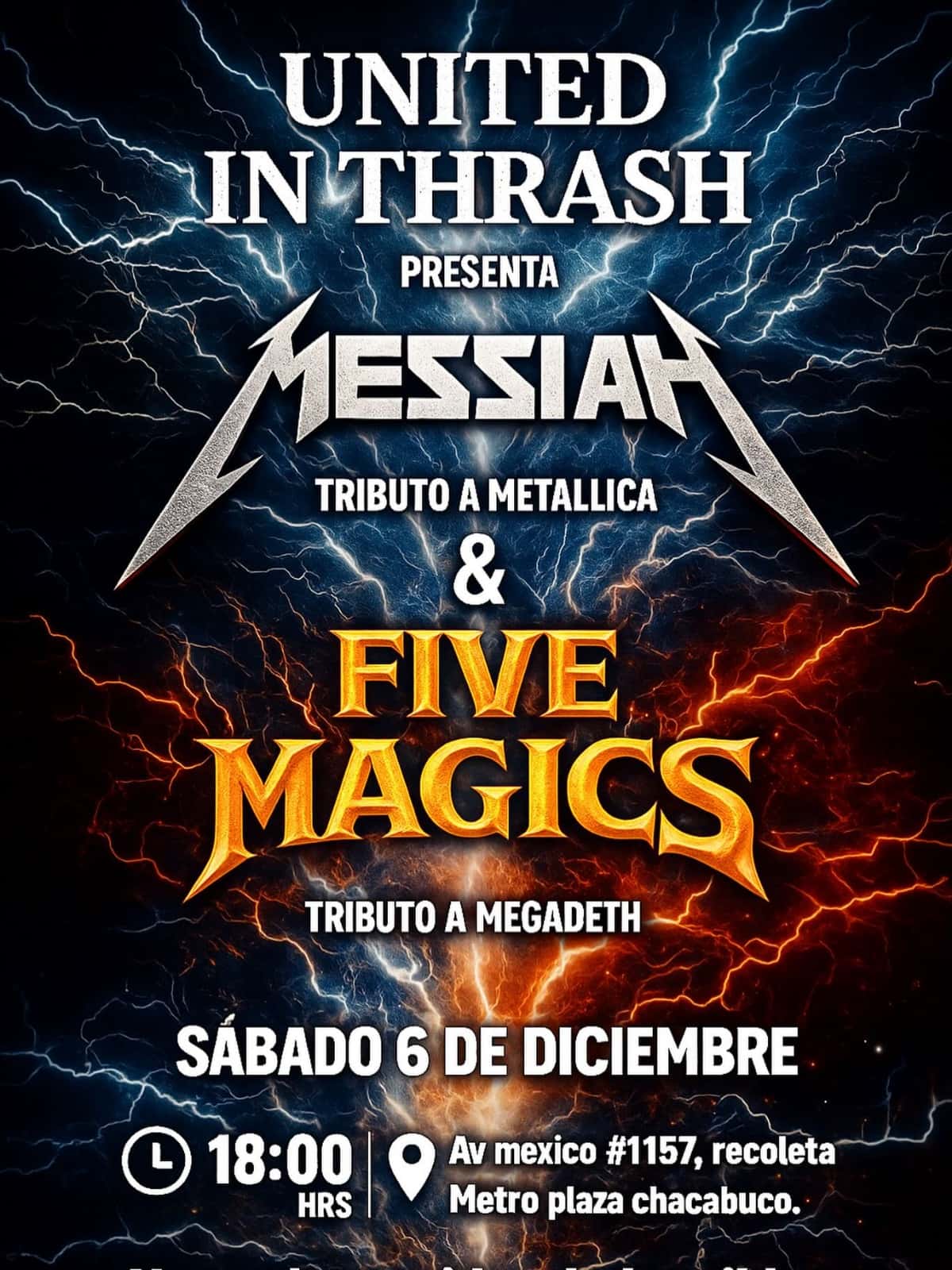 Afiche de United in Thrash, tributo a Metallica & Megadeth